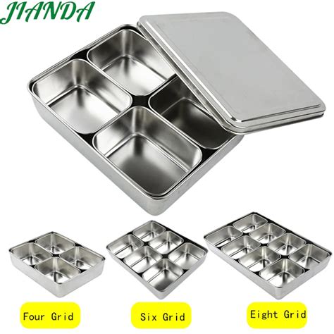 stainless steel seasoning box|Stainless Steel Seasoning Box with Lid and Holder Tray, 6 .